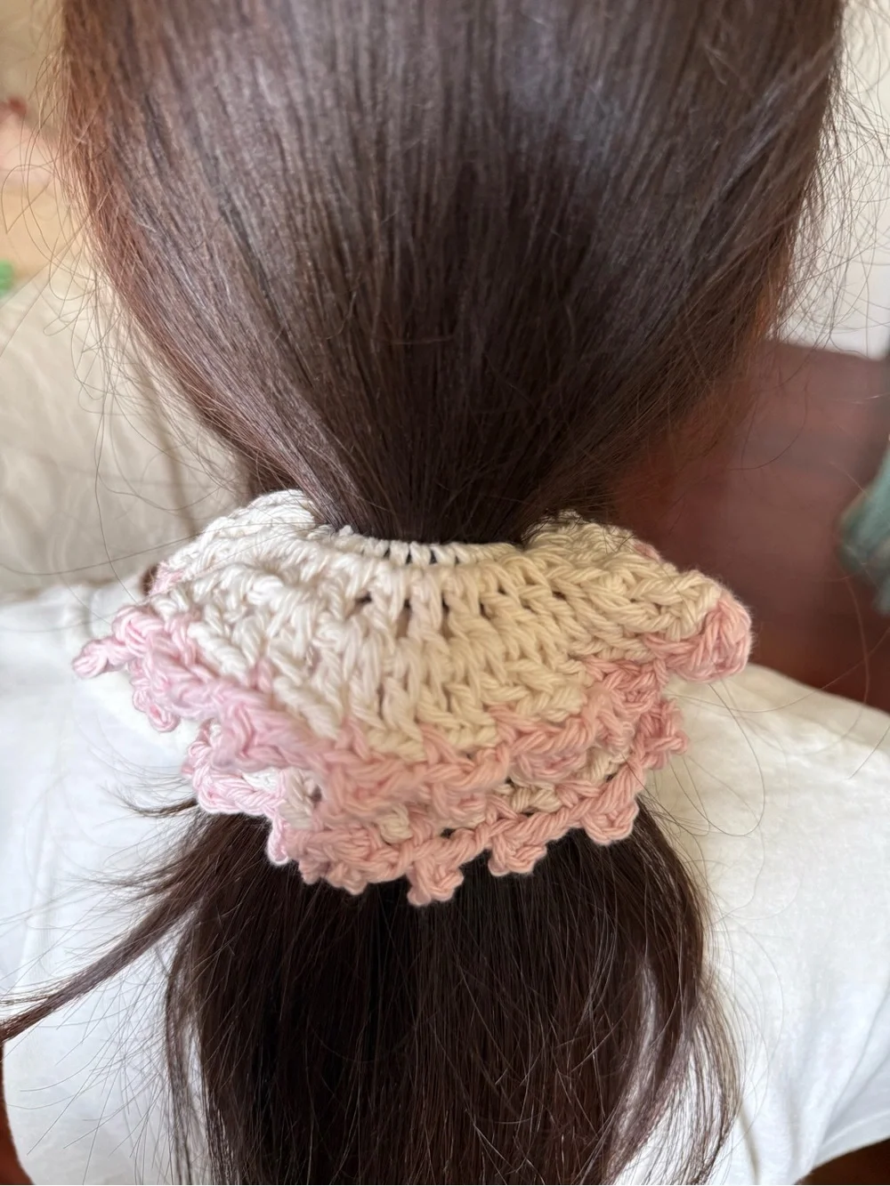 Handmade Crochet Scrunchies Set of 2 Pastel Boho Hair Accessories Cottagecore